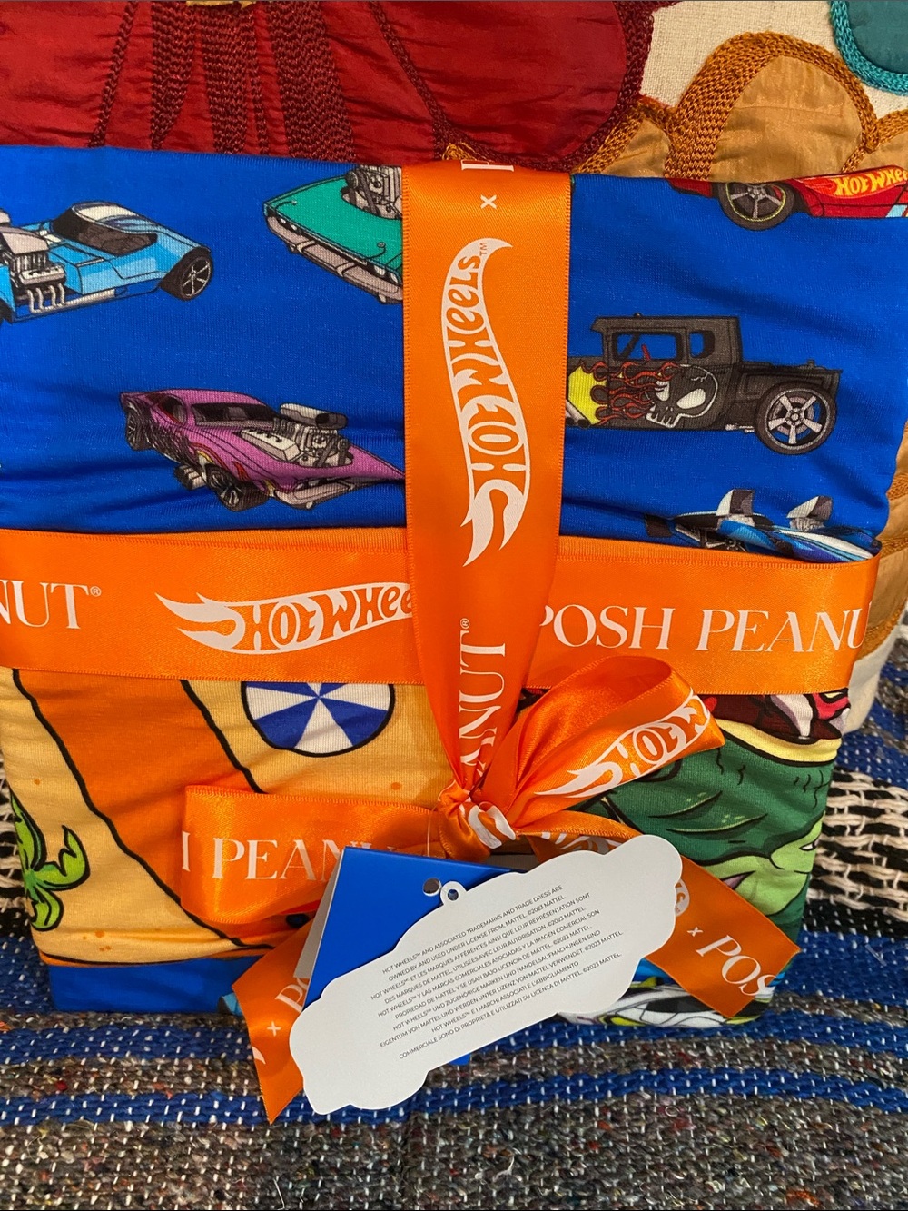 Posh Peanut Bright Blue Hot Wheels Kids Blanket Set with Orange Accents - Picture 6 of 8